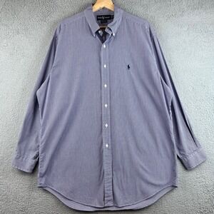 Polo Ralph Lauren Yarmouth Navy White Gingham Shirt Mens 16.5 32/33